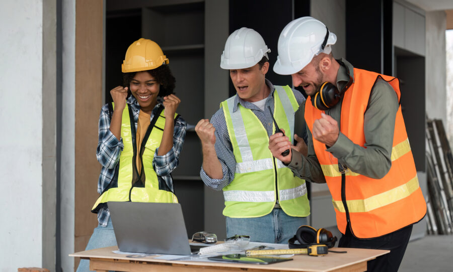 Happy Construction workers, approved for sqa certified leadership training
