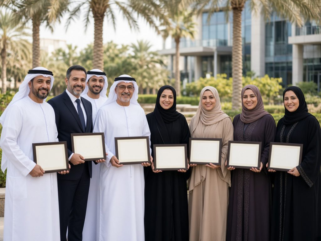 Leaders holding training certificates