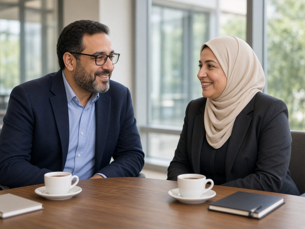 Two managers in a meeting