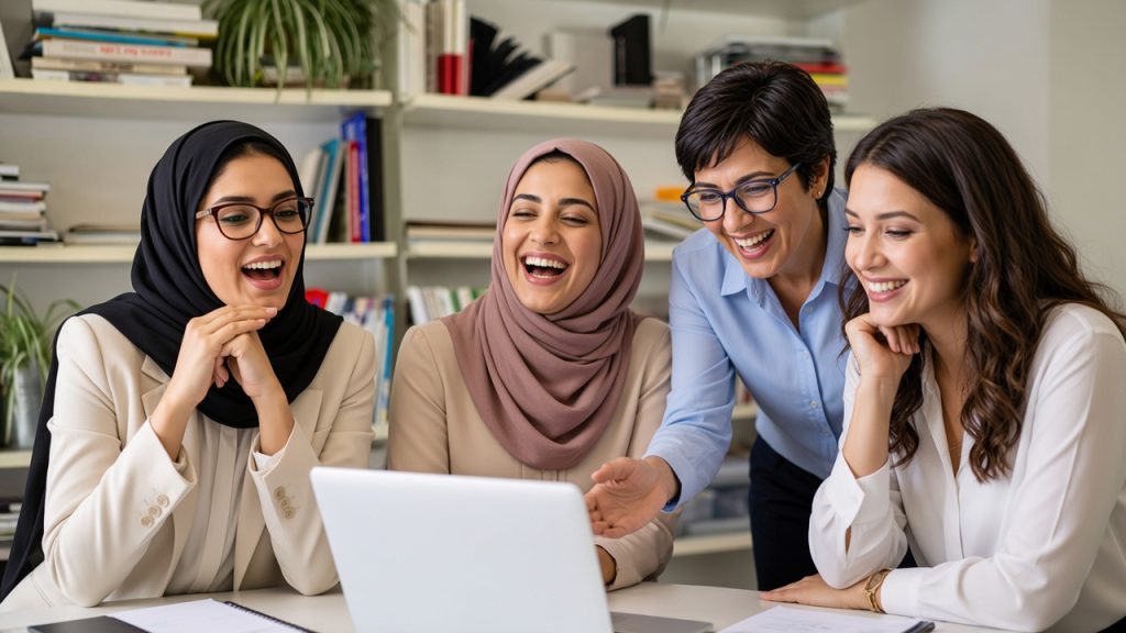 a group of female co worker taking Leadership Training for Women course
