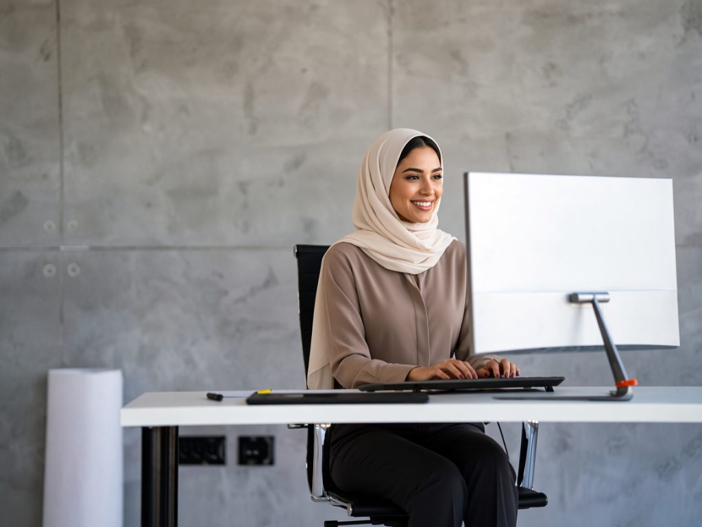 Success young professional businesswoman investor,manager at workplace working on computer in office