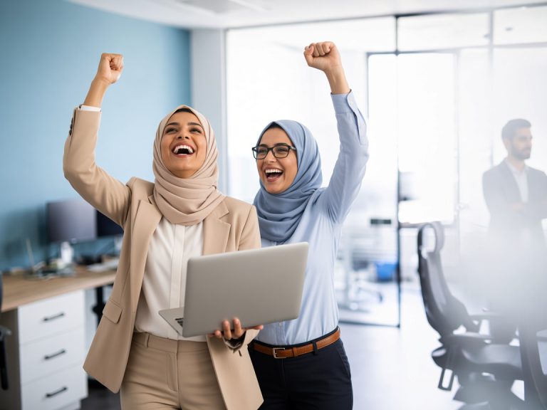 women leaders celebrating