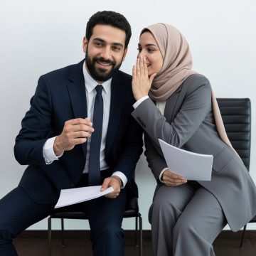 company executives are interviewed by each other, job search concept