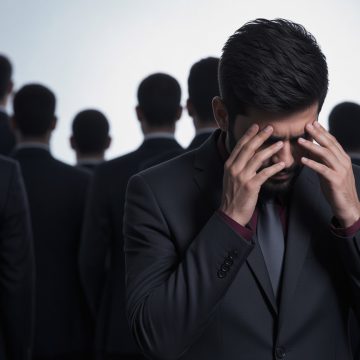 Man sitting with his head in his hand, representing burnout, loneliness, and the emotional challenges faced by male leaders.